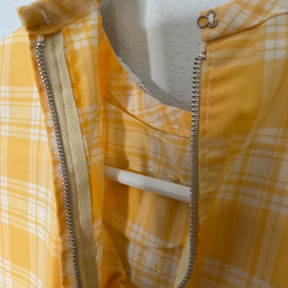 Vintage 1979’s Plaid And Lace Dress / Prairie Cottage Core Dress/white & orange - Picture 6 of 7